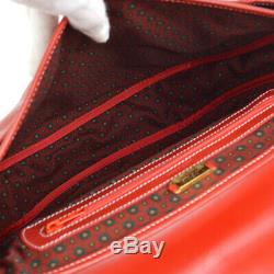 LOEWE Logos Messenger Shoulder Bag Purse Red Leather Vintage Spain AK39077