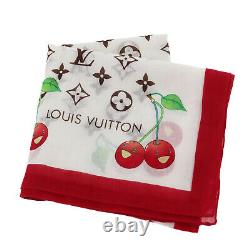 LOUIS VUITTON 100% Cotton Scarf Wraps Red Italy Vintage Authentic #PP9 S