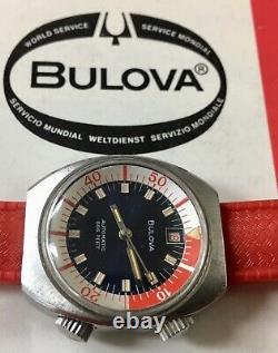 Ladies 1971 vintage BULOVA SUPER COMPRESSOR 666ft dive watch auto rotating bezel