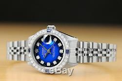 Ladies Rolex Blue Vignette Diamond Sapphire Datejust 18k Gold & Steel Watch