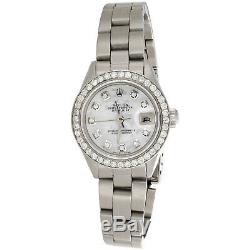 Ladies Rolex DateJust Diamond Watch Oyster Perpetual Steel 6917 MOP Dial 1 CT