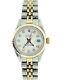 Ladies Rolex Datejust 14k Gold & Stainless Steel Watch White Diamond Dial 6917