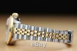 Ladies Rolex Datejust 18k Yellow Gold Sapphire Diamond & Steel Silver Dial Watch