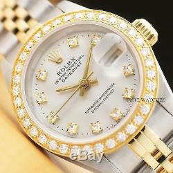 Ladies Rolex Datejust Factory Diamond Two Tone 18k Yellow Gold Quickset Watch