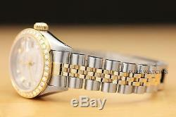 Ladies Rolex Datejust Factory Diamond Two Tone 18k Yellow Gold Quickset Watch