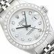 Ladies Rolex Diamond Datejust 18k White Gold Stainless Steel Silver Dial Watch