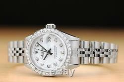 Ladies Rolex White Diamond Dial Datejust 18k White Gold & Stainless Steel Watch