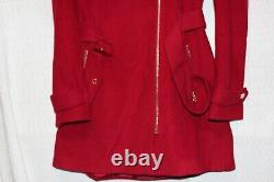 Ladies Size Small MICHAEL KORS Vintage Red Full Zip Up Belted Wool Pea Coat