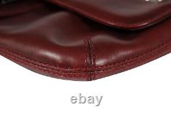 Lanvin Womens Vintage Mini y2k Shoulder Bag Red Burgundy Bordeaux Leather Silver