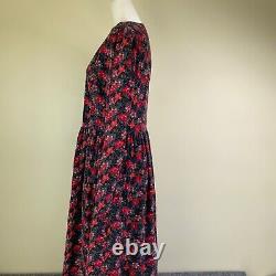 Laura Ashley Womens Dress Size 12 Red Floral Cottagecore Prairie Modest 80s VTG