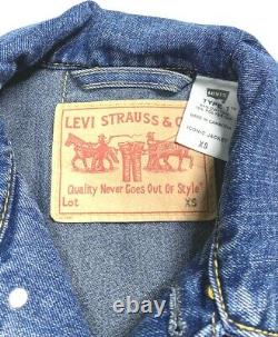 Levis Womens XS Type 1 Iconic Denim Jacket Blue Jean Vintage Inspired Red Tab
