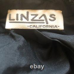 Linzas Vintage Dress Womens Medium Black Red Gold Silk Beaded Long Maxi Gown