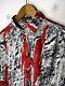 Louis Feraud 14 X-large Abstract Silk Shirt Blouse Graphic Artistic 46 Vtg Red