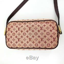 Louis Vuitton Red Burgundy Fabric Monogram Mini Lin Juliette Crossbody Bag 08020