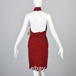 M 1980s 80s NOS Anne Klein Red Halter BodyCon Mini Dress Silk Cashmere Knit Sexy