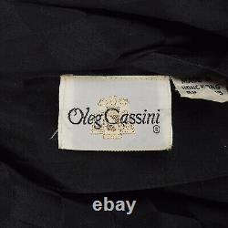 M 1980s Oleg Cassini Black Loose Silk Dress Red Trim Belted Waist Shift 80s VTG