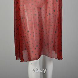 M 1980s Sheer Red Tunic Dress Abstract Print Over Pants Matching Scarf 80s VTG