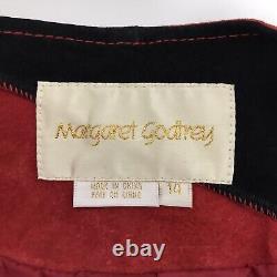 MARGARET GODFREY VTG 70s/80s Size 14 Red Black Pink Suede & Leather Patch Jacket
