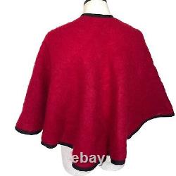 Mademoiselle Nassau Mohair Capelet Womens One Size OSFM Vintage Button Front Red