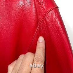 Maxima Womens Leather Bomber Jacket Red Size XS Vintage Snap Front Oversized USA