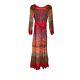Miss Elliette Maxi Dress Xs Red Floral Peasant Long Sleeve Vintage New