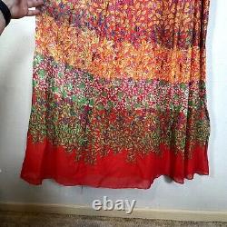 Miss Elliette Maxi Dress XS Red Floral Peasant Long Sleeve Vintage New