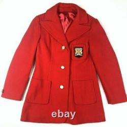 Mister Julius Womens S Vintage Red Coat Wool Jacket Crest Pocket Union Workers