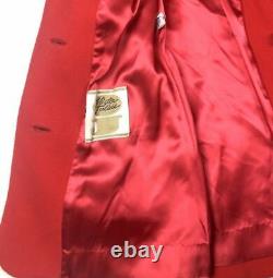 Mister Julius Womens Vintage Red Coat Wool Jacket Crest Pocket Riding Rare