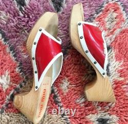 Miu Miu Vintage Clogs Sandals Eur 39 Red White