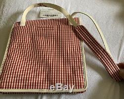 Miu Miu by Prada Crack Leather Red Gingham Shoulder Bag Vintage Authentic