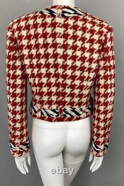 Moschino Cheap Chic Red Houndstooth Ribbon Jacket It46 Uk12 14 Us8 10 Aso Rare
