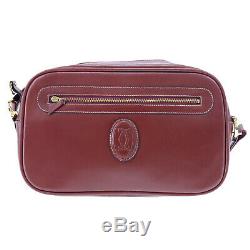 Must de Cartier Logos Shoulder Bag Bordeaux Leather Vintage Authentic #AB422 O
