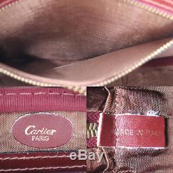 Must de Cartier Logos Shoulder Bag Bordeaux Leather Vintage Authentic #AB422 O