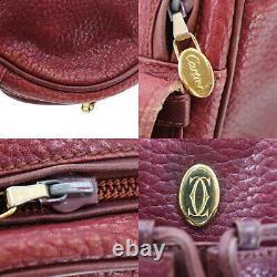 Must de Cartier Logos Shoulder Bag Bordeaux Leather Vintage Authentic #FF384 O