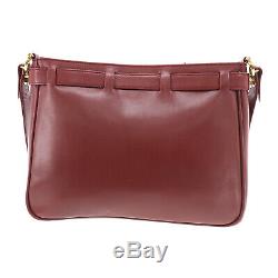 Must de Cartier Logos Shoulder Bag Bordeaux Leather Vintage Authentic #FF655 O