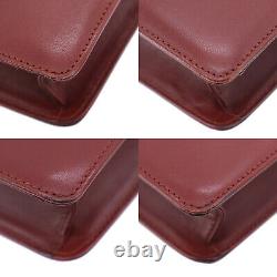 Must de Cartier Logos Shoulder Bag Bordeaux Leather Vintage Authentic #NN314 O