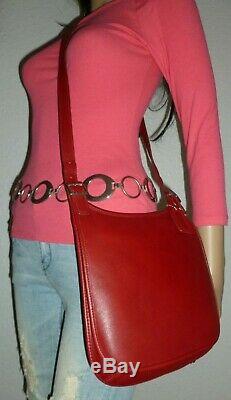 NEW Vintage Coach Dark Red Leather Crossbody Slim Fit Flap Bag Shoulder Purse