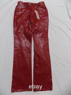 NEW Vtg PEPE Jeans London RED SNAKESKIN Print PLEATHER Pants VENUMM Womens 25X32
