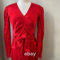 NOLAN MILLER Dynasty Collection 1980s vintage red dress womens 6