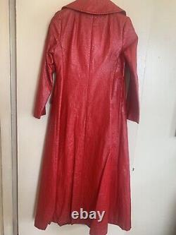 NORMA KAMALI Vintage Red Pill Matrix Faux PVC Leather Maxi Coat-Size 6/8-READ