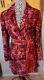 Nwot Rare Tracy Porter Raspberry Red Velvet Chinoiserie Style Coat Lined Medium