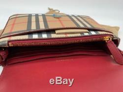 NWT BURBERRY Hampshire Vintage Check Bonded Leather Small CrossBody Clutch Bag