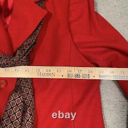 NWT Vintage JG Hook Womens Wool Red Trench Coat with Scarf USA 1990s Petite Small