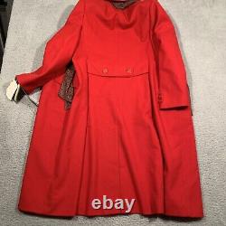NWT Vintage JG Hook Womens Wool Red Trench Coat with Scarf USA 1990s Petite Small