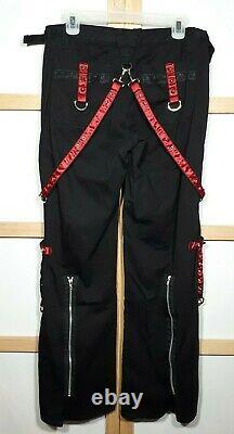 NWT Vintage TRIPP NYC 34x32.5 Wide Leg 90s Pants Black Red Chains Goth Suspender
