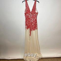 Naeem Khan Womens Vintage Beaded Maxi Dress Red 8 Saks Fifth Avenue USA NEW