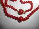 Necklace Red Coral 14k Mediterranean Italian Graduating Bead Vintage Undyed