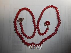 Necklace Red Coral 14K Mediterranean Italian Graduating Bead Vintage Undyed