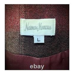 Neiman Marcus Cashmere Coat Large Red Black Plaid Womens Vintage 80s Retro Wool