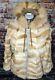 Neiman Marcus Vintage Two-tone Fox Fur Coat Jacket Hooded Womens Large White Red